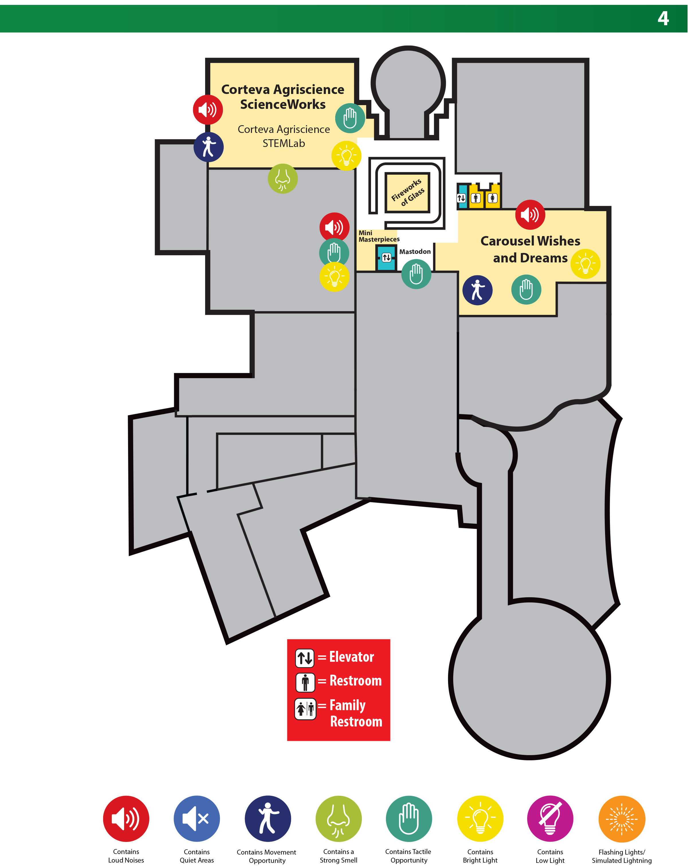 Map of Level 4 of The Children's Museum of Indianapolis